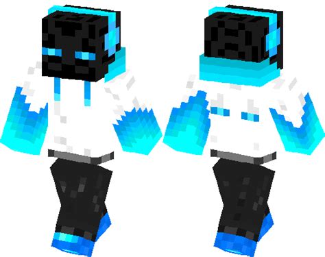 Ice Blue Enderman In Hoodie Shine Version Minecraft Skin