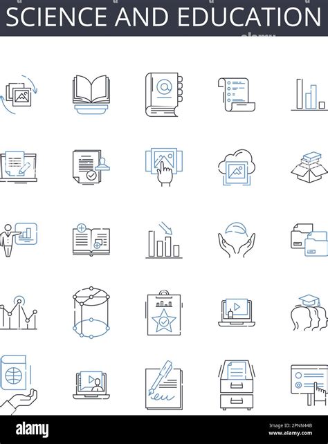 Science And Education Line Icons Collection Knowledge Intelligence
