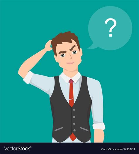 Man Is Thinking Question Mark Vector Illustration In Cartoon Style