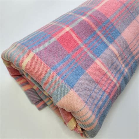 Vintage Retro Onkaparinga Pink And Blue Checked New Wool Etsy