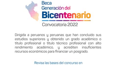 convocatoria de BECA GENERACIÓN DEL BICENTENARIO convocatoria 2022