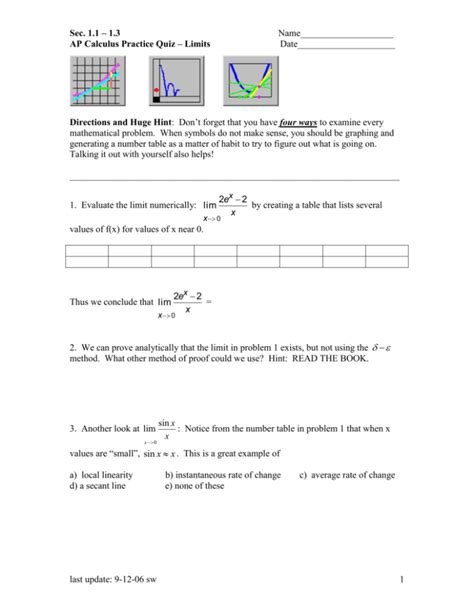 Ap Calculus Practice Quiz 1