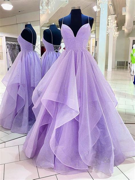 Purple Tulle Long Prom Dress A Line Evening Dress · Little Cute