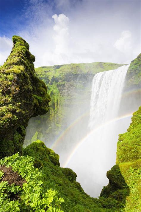 When One Rainbow Is Not Enough Beautiful Waterfall Skogafoss In