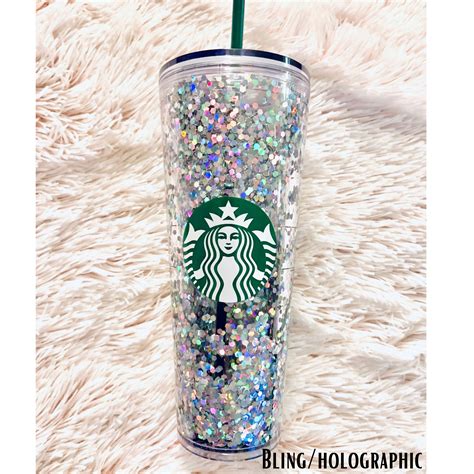 Snow Globe Starbucks Tumbler Floating Glitter Tumbler Etsy