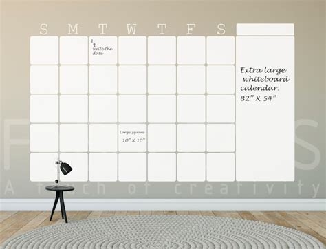 Monthly Dry Erase Extra Large Calendar Whiteboard Calendar Etsy