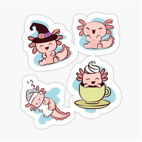 Cute Axolotl Set Sticker For Sale By Grentaarts Redbubble