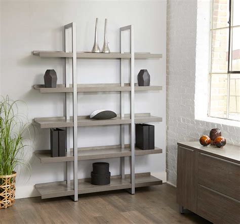 Open Gray Tall Bookcase By Unique Furniture Office Bookcases And Shelves