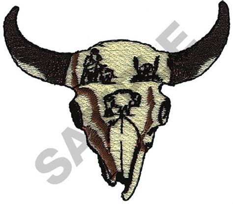 Etched Buffalo Skull Embroidery Designs Machine Embroidery Designs At