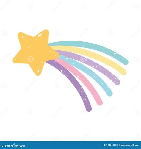 Shooting Star Rainbow Cartoon Isolated Icon Design White Background