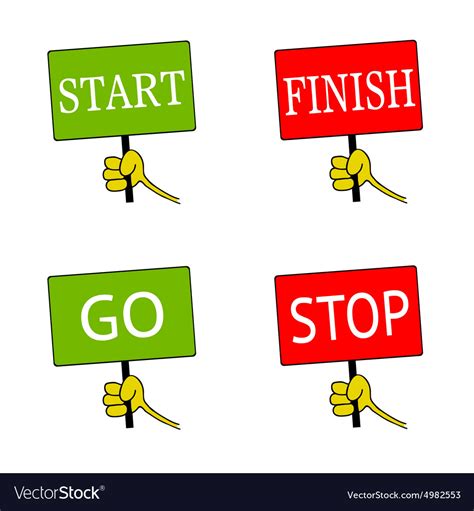 Start And Finish Signboard Color Royalty Free Vector Image