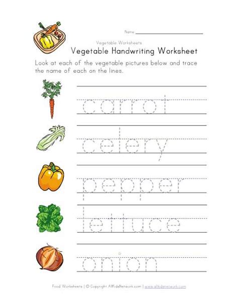 vegetable writing worksheet kindergarten worksheets writing