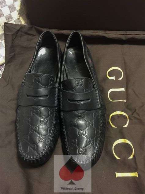 Gucci Authentic Gucci Black Gg Guccissima Italian Calfskin Leather San