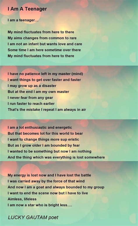 I Am A Teenager By Lucky Gautam Poet I Am A Teenager Poem
