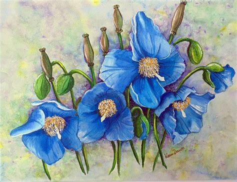 Rich blue flowers in june. Meconopsis Himalayan Blue Poppy Painting by Karin Dawn ...