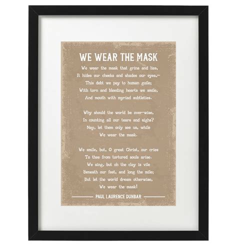 Paul Laurence Dunbar We Wear The Mask Poem Art Print Etsy Uk