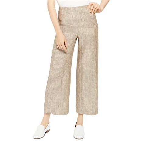 Theory Womens Beige Linen Cropped Business Wide Leg Pants 6 Bhfo 1285 Ebay
