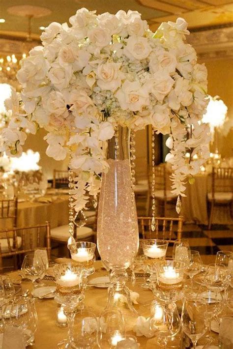 Beautiful White Rose Japanese Wisteria Wedding Centerpiece With Vase