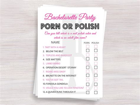 bachelorette party games porn or polish hens party activity etsy