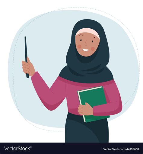 Female Arabic Teacher Cute Muslim Woman Royalty Free Vector