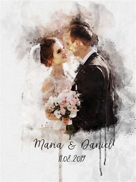 Wedding Illustration Custom Wedding Portrait Painting From Etsy