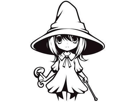 Stylish Anime Witch Coloring Page Coloring Page