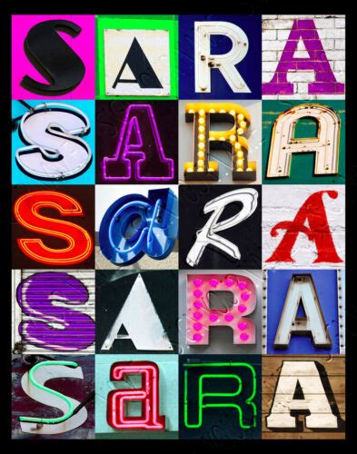 sara name poster featuring photos of actual sign letters ebay