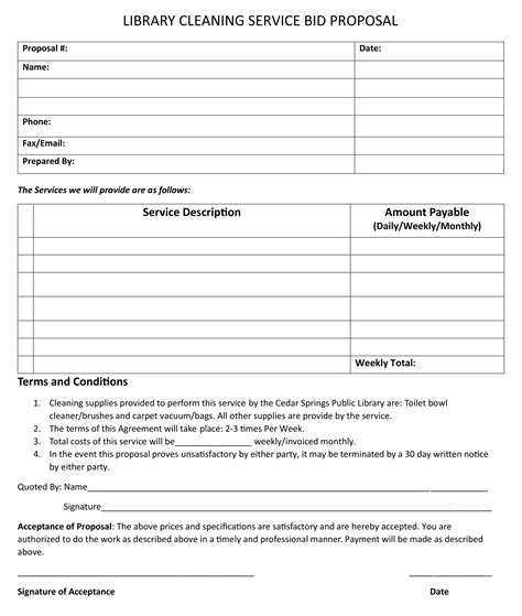 Free Printable Bid Proposal Forms