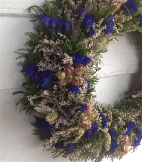 Typical blue flower with white banner splotch turning magenta with age, but leaves are unique. Blue Dried Flower Wreath | Etsy | Dried flower wreaths ...
