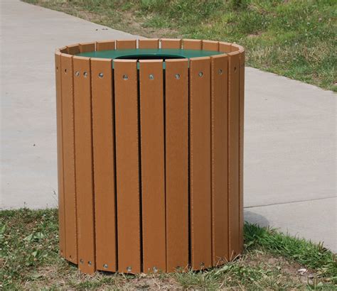 Standard Duty Round Recycled Plastic Trash Receptacle Park Warehouse