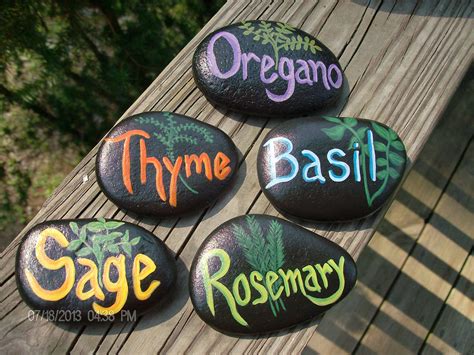 Herb Garden Stones Garden Labels Diy Garden Crafts Painted Garden