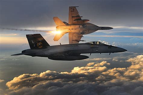 U S Navy F A 18 Super Hornets Deploy Heat Flares During A Combat Patrol Over Afghanistan Dec