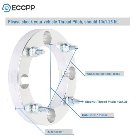 Eccpp 4 Pcs 1 4x156 10x125 Studs Wheel Spacers For 2014 2019 Polaris