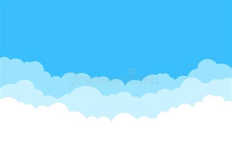 Blue Sky With White Clouds Background Border Of Clouds Simple Cartoon