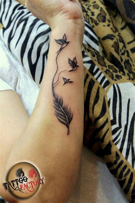 Feather With Flying Birds Believe Tattoos Hand Tattoos For Girls