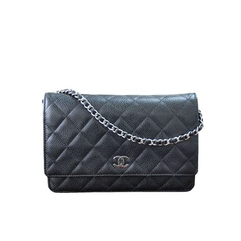 Chanel Woc Wallet On Chain Black Caviar Leather Crossbody Handbag At