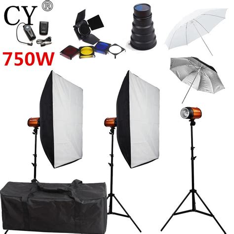 Cy Photography Studio Soft Box Flash Light Kits 750w Storbe Flash