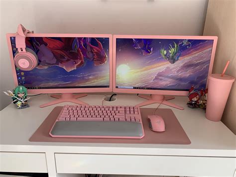 Just Painted My Monitors Pink To Match My Razer Set Battlestations