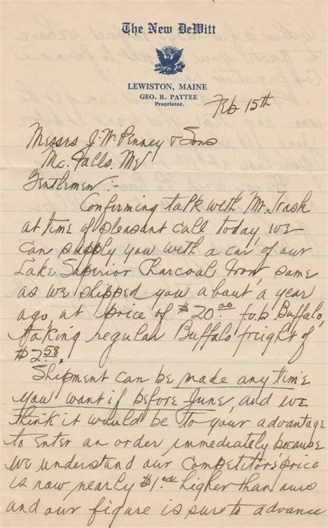 Early 1900s Letter The New Dewitt Hotel Lewiston Maine George R