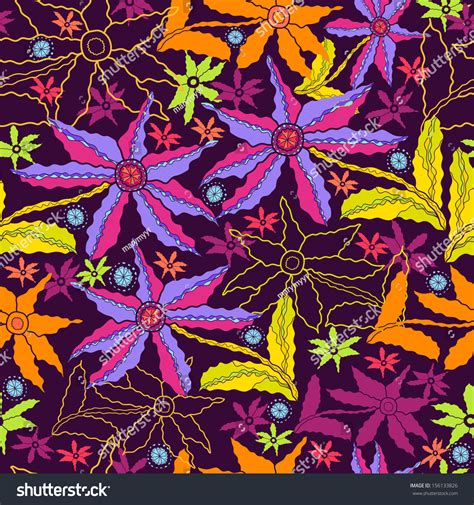 Floral Seamless Pattern With Bright Flowers Stock Vector Illustration