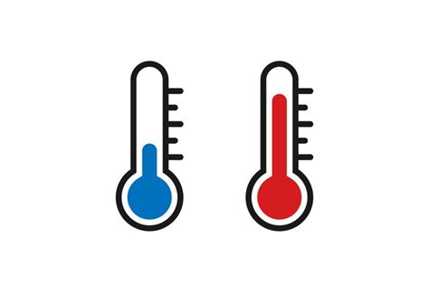 Hot And Cold Temperature Vector Pictogram Thermometer Icon