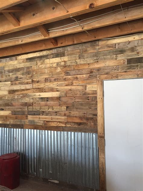 Pallet Wood And Galvanized Tin Wall Basement Remodeling Garage Walls