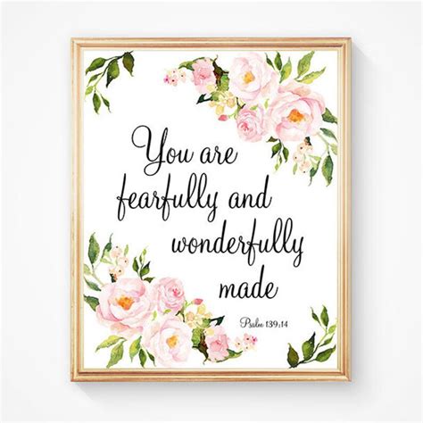 Quote Print Psalm Wonderfully Made Fearfully And Etsy