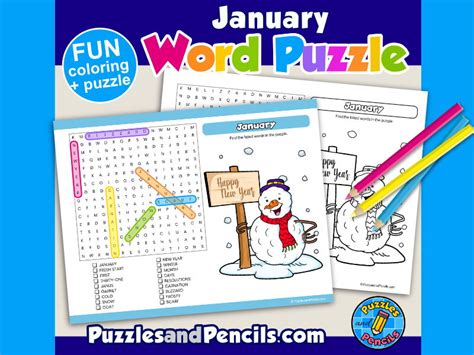 January Word Search Puzzle Activity Page Wordsearch Teaching Resources