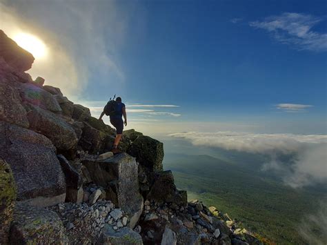 Hiking Above The Clouds On The Slopes Of Mt Katahdin The Summit Of