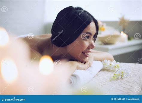Woman Relaxing With A Massage In A Spa Center Stock Image Image Of Care Healthy 154668509
