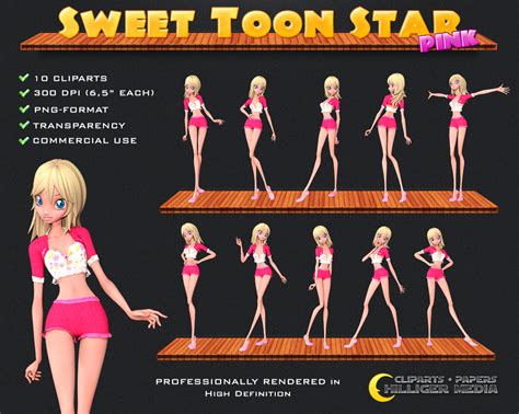 new graphic set sweet toon star by spritebase