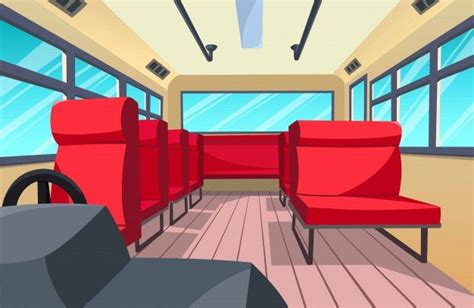 Premium Vector Illustration Of The Bus Interior Cartoon Style Bus