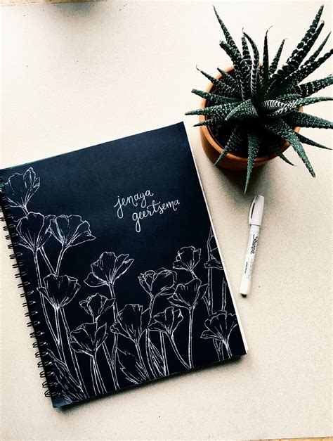 Flower Sketchbook Cover Sketchbook Cover Diary Cover Design