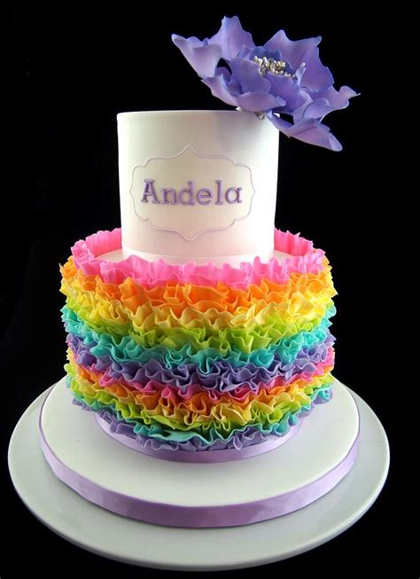 Rainbow Ruffle Decorated Cake By Maria Cakesdecor